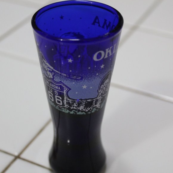 Vintage Oklahoma State Cobalt Blue Shot Glass - Picture 5 of 10